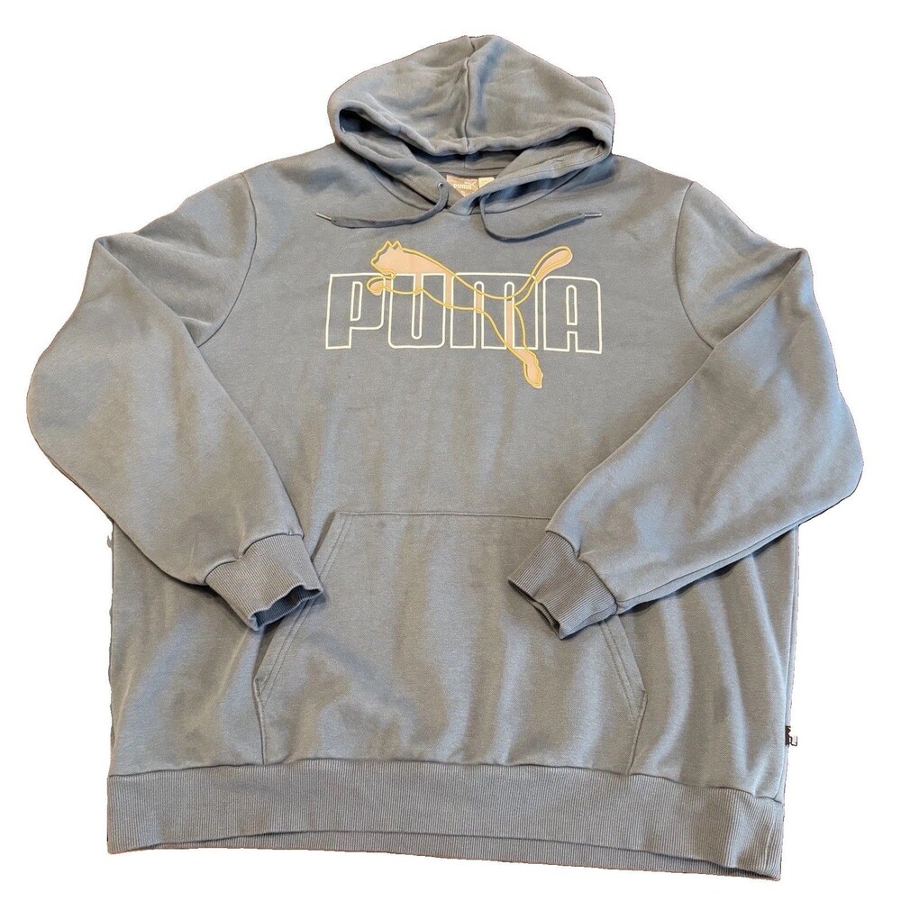 Puma Graphic Pullover Hoodie Mens XXL Blue Long Sleeve Logo Shirt 62200